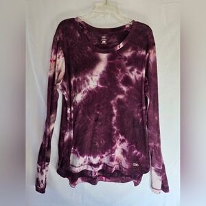 Legend Women's Purple Tie-Dye Long Sleeve Top Thumb Holes